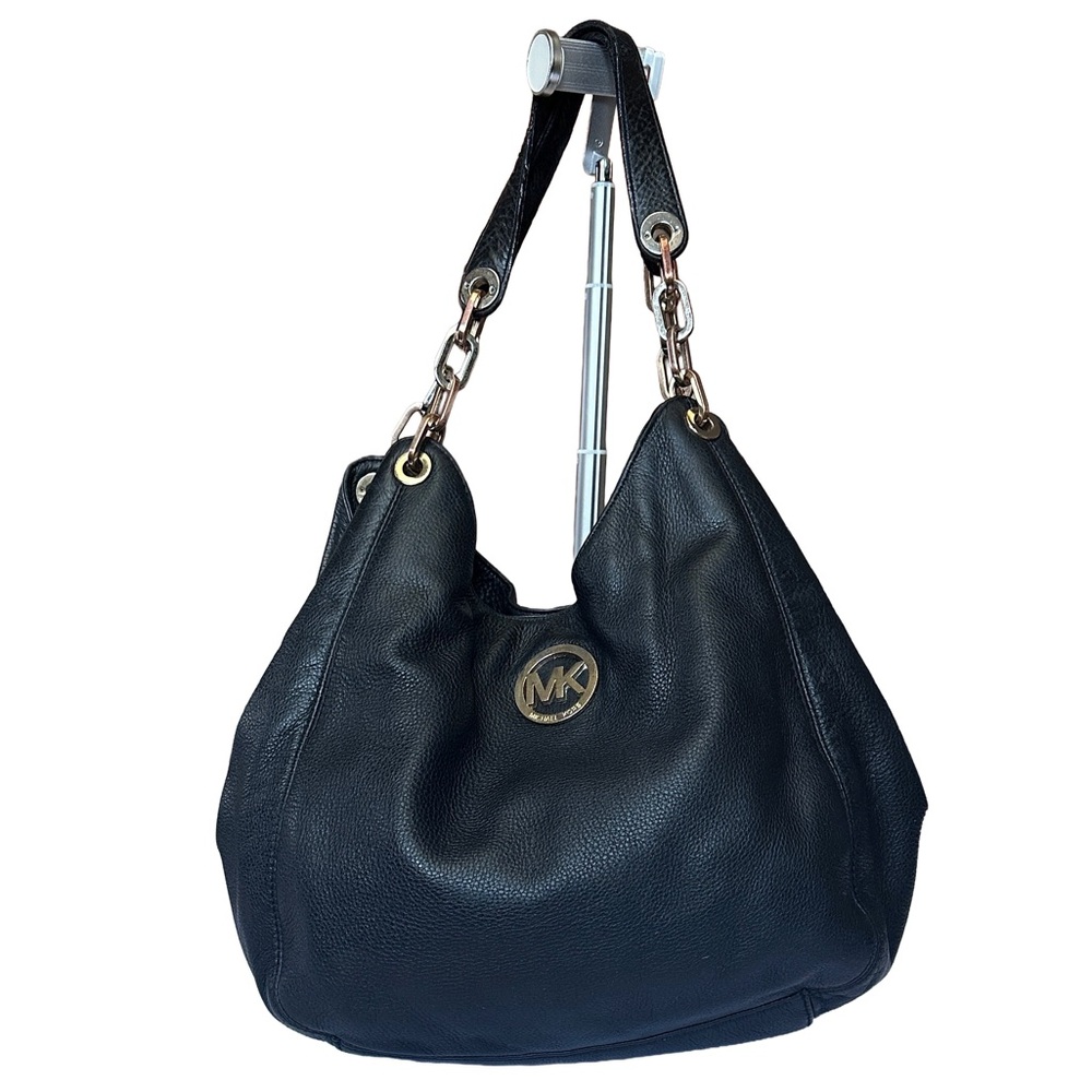 Michael Kors Black Hobo Bag with Gold Accents